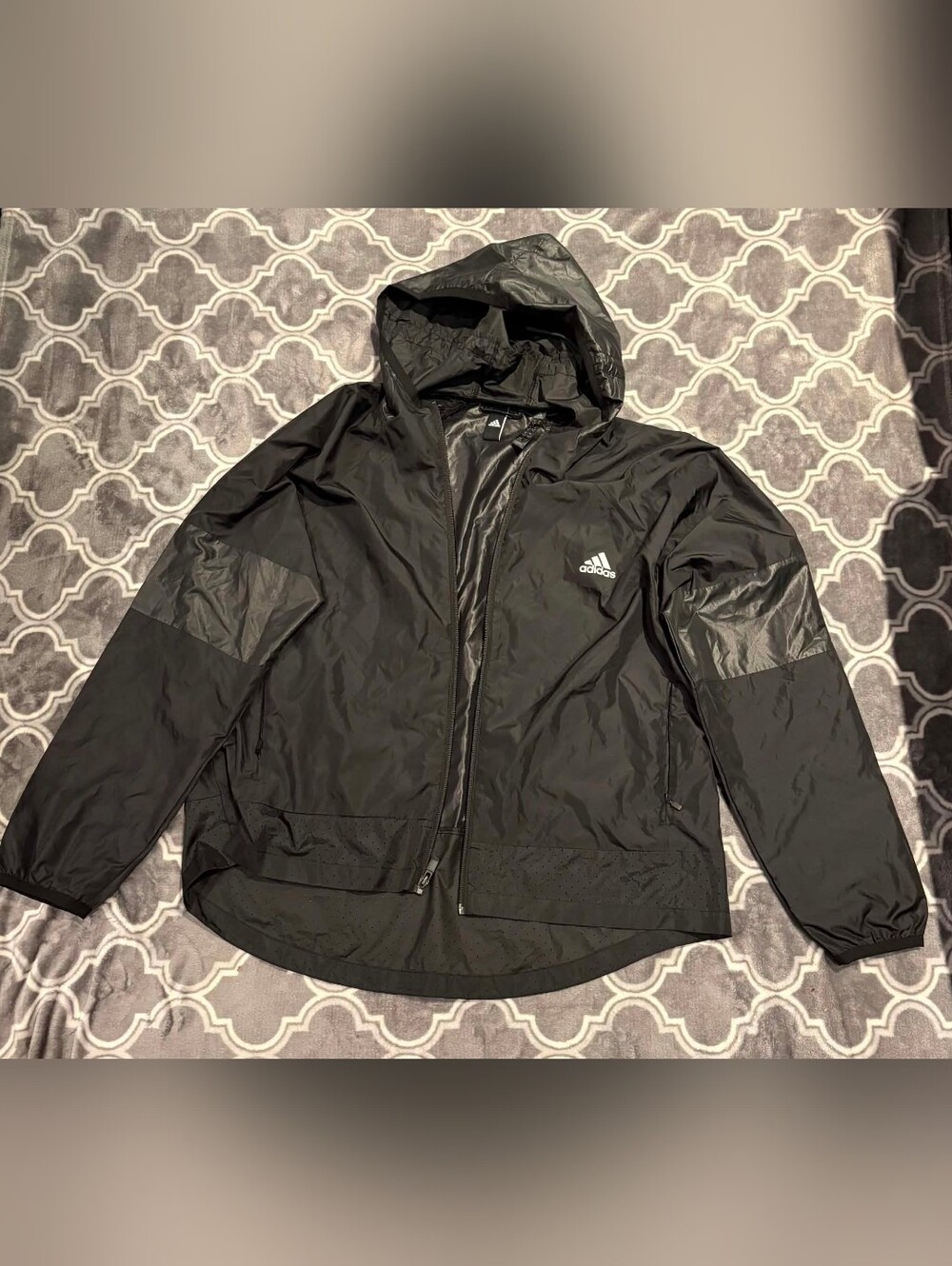 adidas Black Hooded Windbreaker Jacket